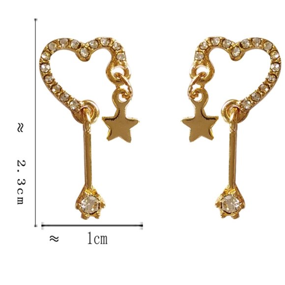 LAST ONE 💖Heart Star Dangle Earrings - Picture 6 of 9